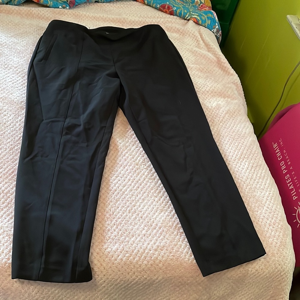 Black dress pants with adjustable waistband